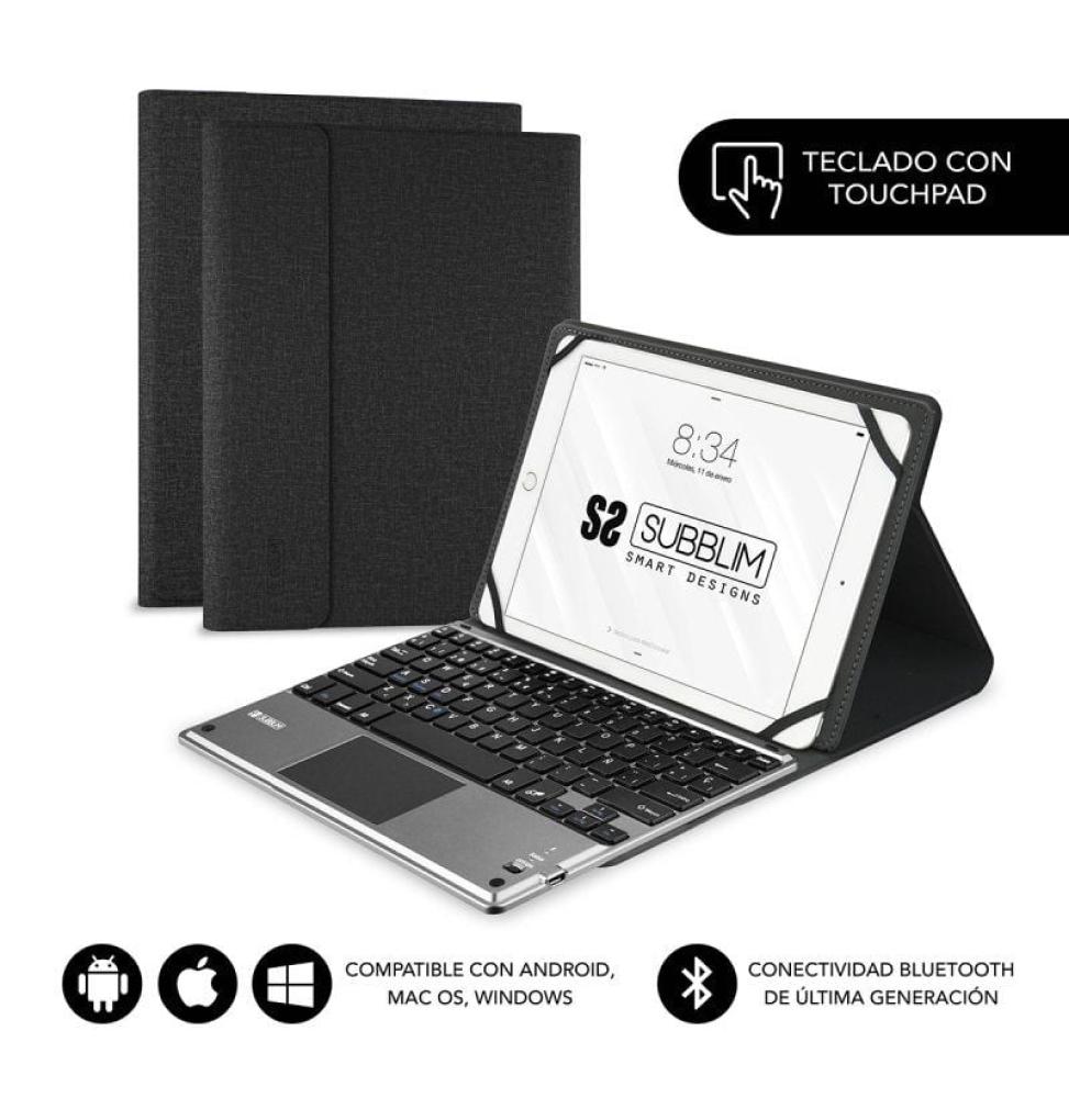 Funda con Teclado Subblim Keytab Pro Bluetooth Touchpad para Tablets de 10.1'-10.8'/ Negra