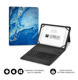 Funda con Teclado Subblim Keytab Pro Bluetooth para Tablets de 9'-11'/ Marmol Azul