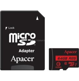 Tarjeta de Memoria Apacer 64GB XC UHS 1 con Adaptador/ Clase 10/ 85MBs