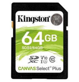 Tarjeta de Memoria Kingston CANVAS Select Plus 64GB SD XC/ Clase 10/ 100MBs