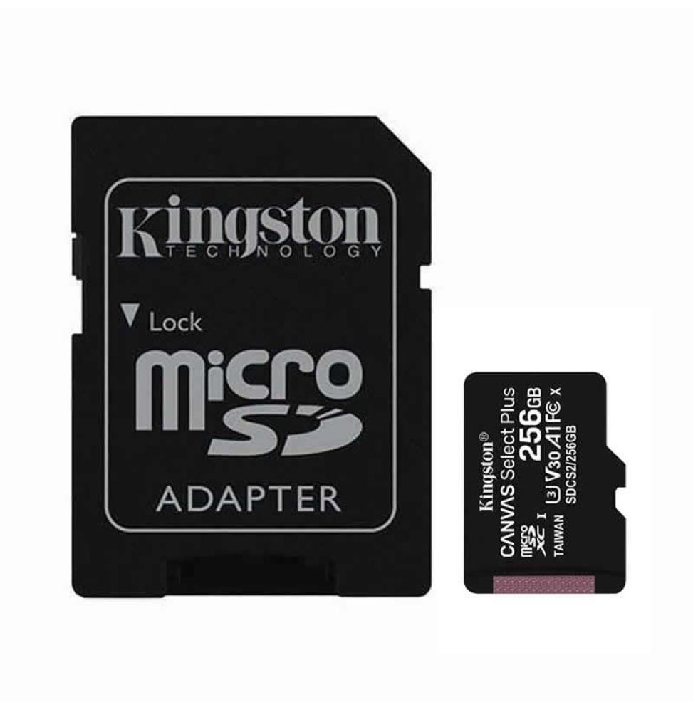 Tarjeta de Memoria Kingston CANVAS Select Plus 256GB microSD XC con Adaptador/ Clase 10/ 100MBs