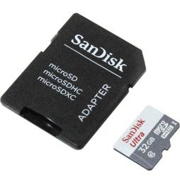 Tarjeta de Memoria SanDisk Ultra 32GB microSD HC con Adaptador/ Clase 10/ 100MB/s