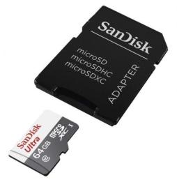 Tarjeta de Memoria SanDisk Ultra 64GB microSD XC con Adaptador/ Clase 10/ 100MB/s