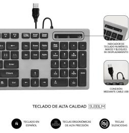 Teclado Subblim Wired Ergo Keys Silent Flat HQ/ Gris