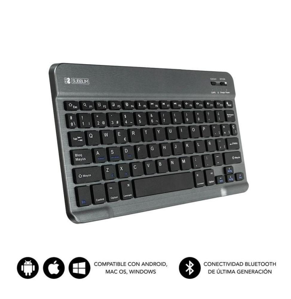 Teclado Compacto Inalámbrico por Bluetooth Subblim Smart/ Gris