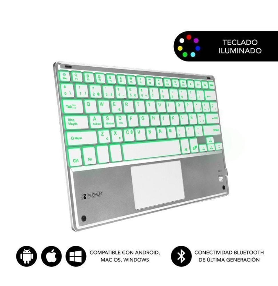 Teclado Compacto Inalámbrico por Bluetooth Subblim SMBT50/ Plata