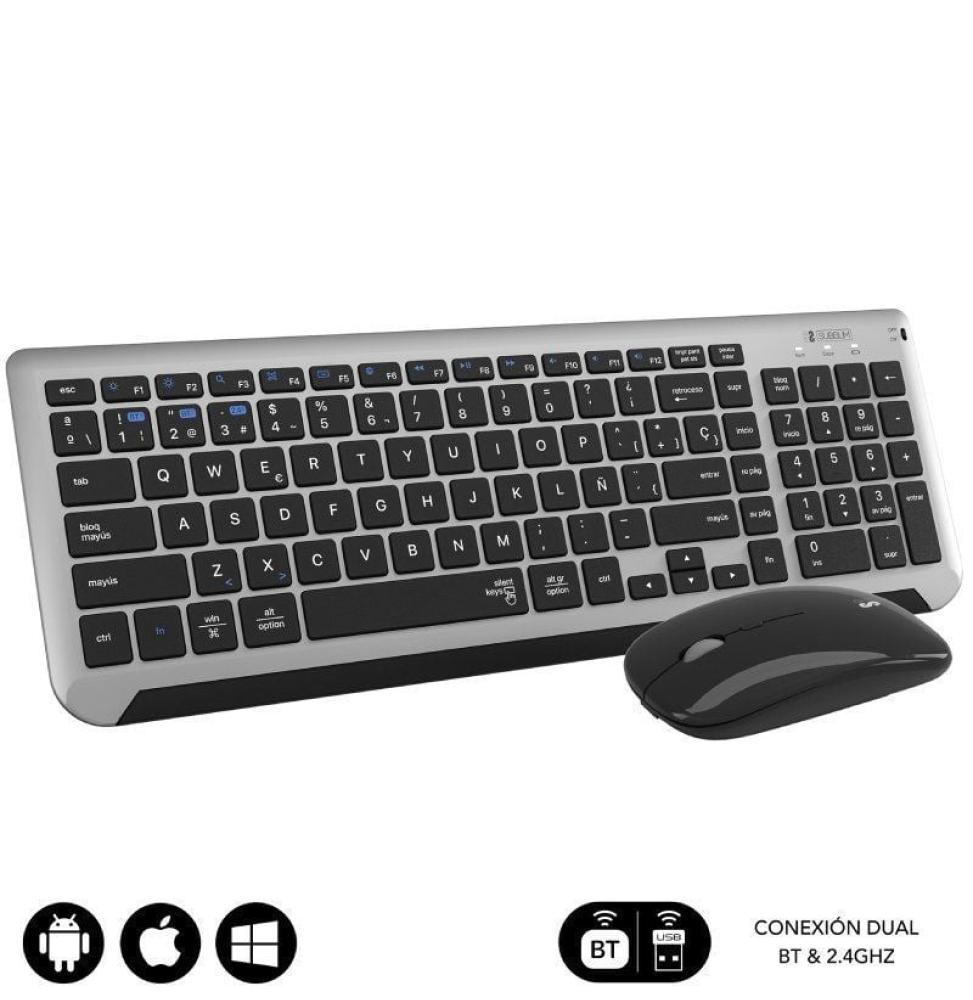 Teclado y Ratón Inalámbrico Subblim Combo Dual Prestige Extendido/ Gris y Negro