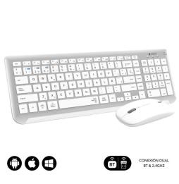 Teclado y Ratón Inalámbrico Subblim Combo Dual Prestige Extendido/ Blanco y Plata