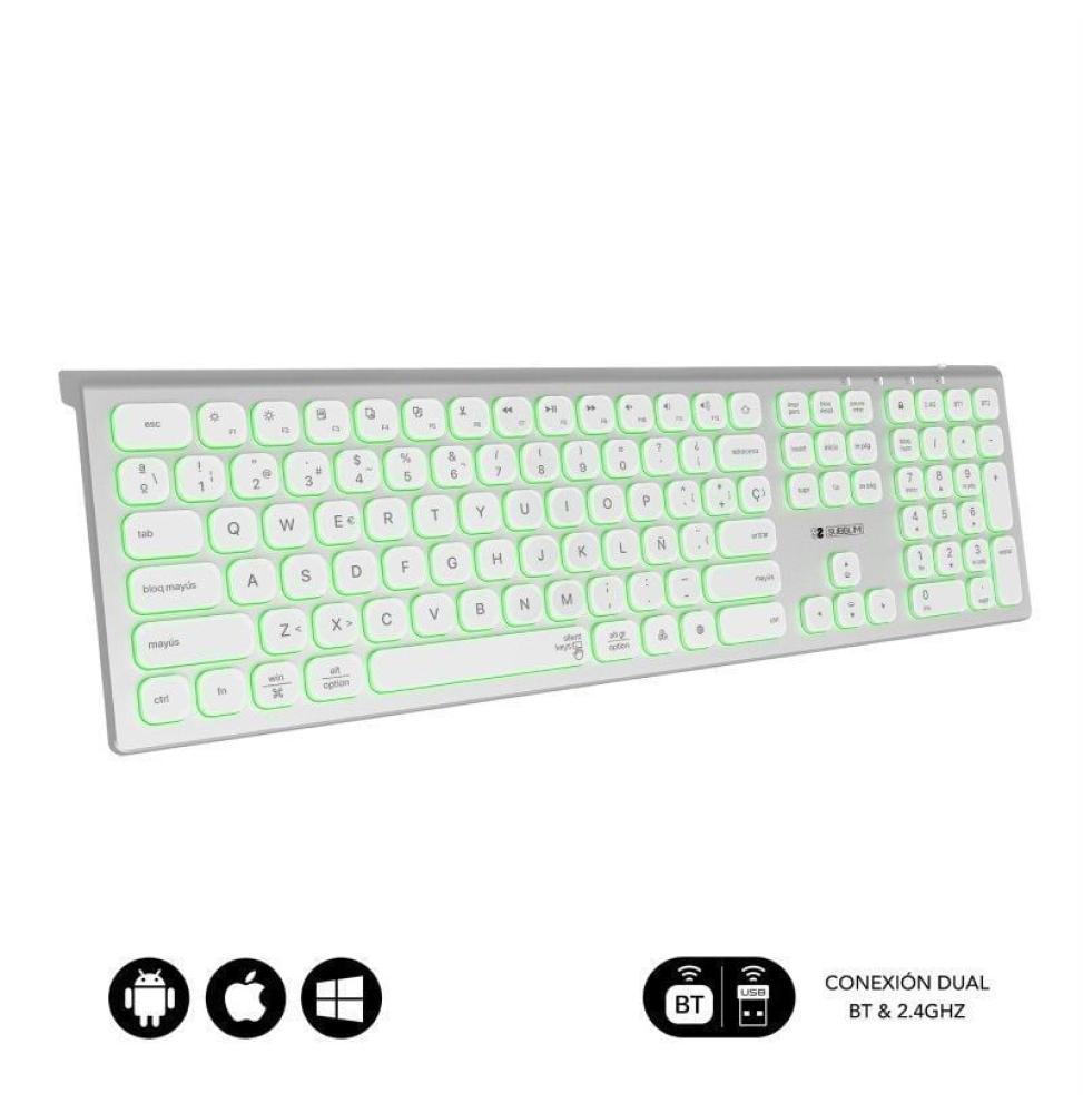 Teclado Inalámbrico Subblim Master/ Plata y Blanco