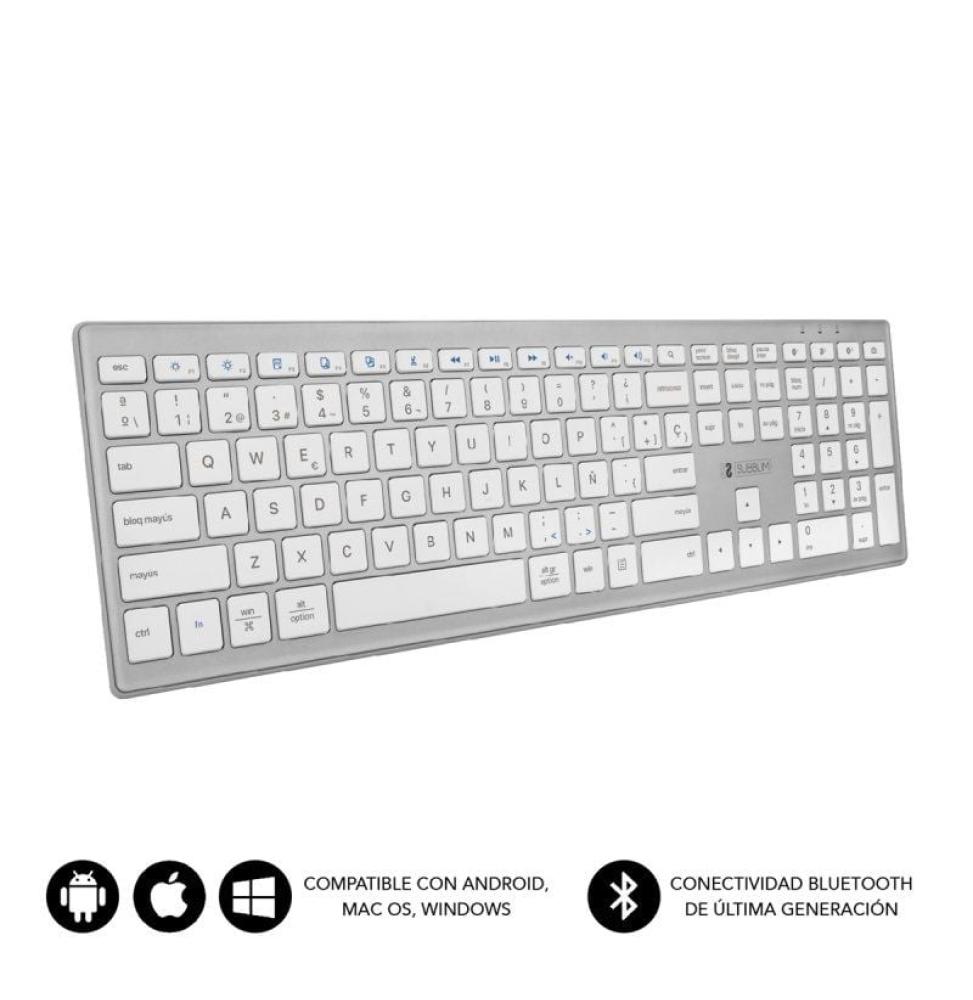 Teclado Inalámbrico por Bluetooth Subblim 2PUE200 Pure Extended/ Plata