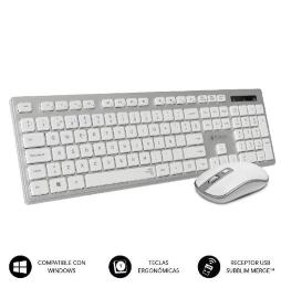 Teclado y Ratón Inalámbrico Subblim Combo Wireless Ergo Keys Silent Flat HQ/ Plata y Blanco