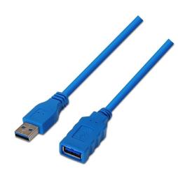 Cable Alargador USB 3.0 Aisens A105-0046/ USB Macho - USB Hembra/ Hasta 9W/ 625Mbps/ 2m/ Azul