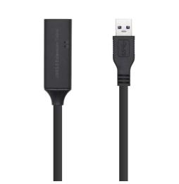 Cable Alargador USB 3.0 con Amplificador Aisens A105-0407/ USB Macho - USB Hembra/ Hasta 9W/ 625Mbps/ 5m/ Negro