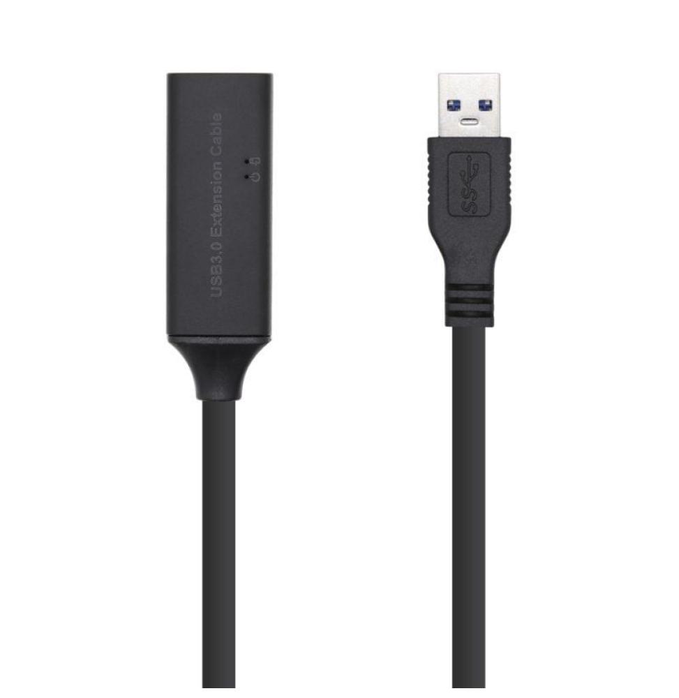 Cable Alargador USB 3.0 con Amplificador Aisens A105-0407/ USB Macho - USB Hembra/ Hasta 9W/ 625Mbps/ 5m/ Negro