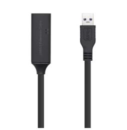 Cable Alargador USB 3.0 con Amplificador Aisens A105-0408/ USB Macho - USB Hembra/ Hasta 9W/ 625Mbps/ 10m/ Negro