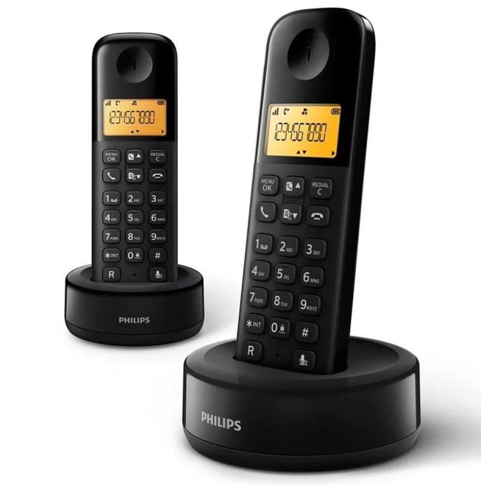 Teléfono Inalámbrico Philips D1602B/34/ Pack DUO/ Negro