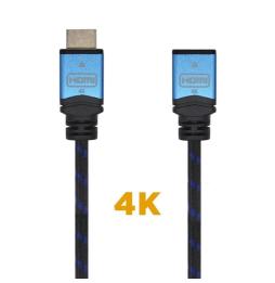 Cable Alargador HDMI Aisens A120-0452/ HDMI Macho - HDMI Hembra/ 1m/ Negro/ Azul