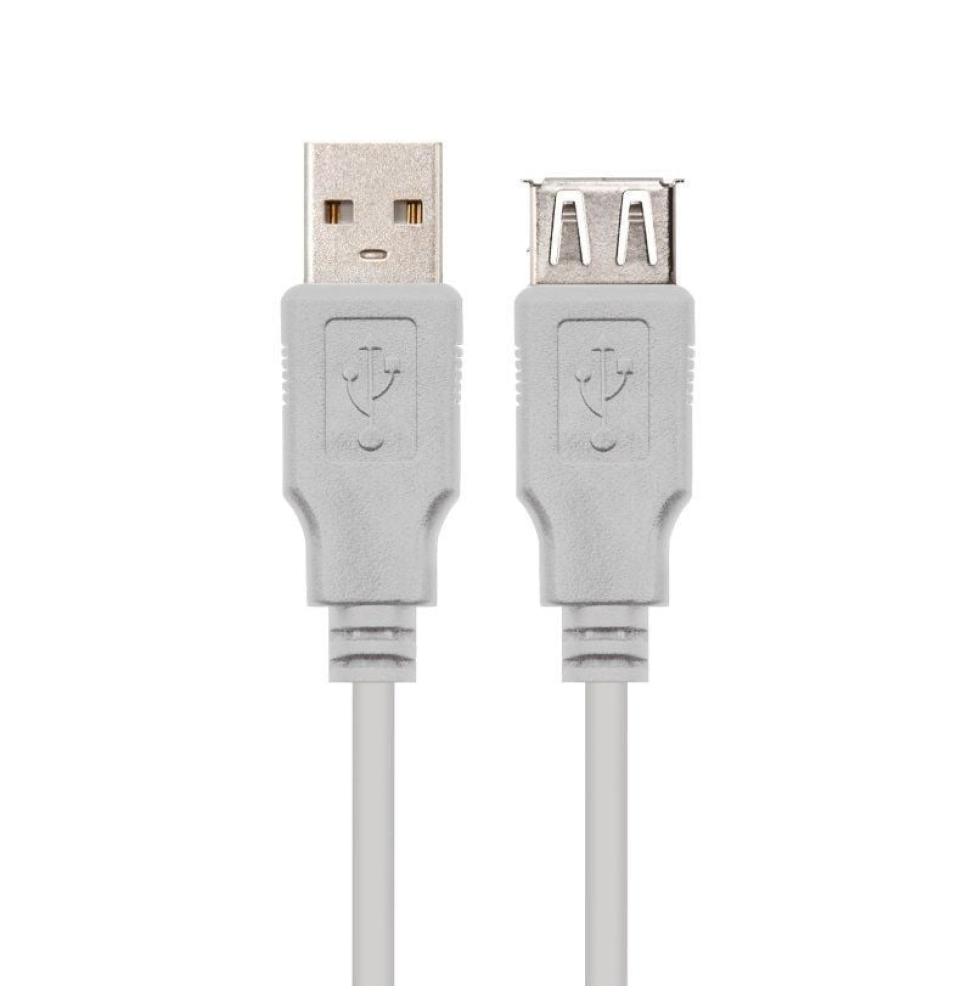 Cable Alargador USB 2.0 Nanocable 10.01.0202/ USB Macho - USB Hembra/ 1m/ Beige