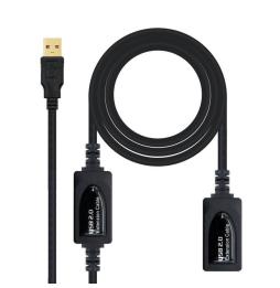 Cable Alargador USB 2.0 Nanocable 10.01.0212/ USB Macho - USB Hembra/ 10m/ Negro