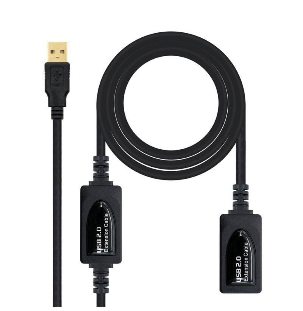 Cable Alargador USB 2.0 Nanocable 10.01.0213/ USB Macho - USB Hembra/ 15m/ Negro