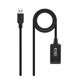 Cable Alargador USB 3.0 con Amplificador Nanocable 10.01.0311/ USB Macho - USB Hembra/ 5m/ Negro