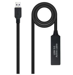 Cable Alargador Amplificador USB 3.0 Nanocable 10.01.0312/ USB Macho - USB Hembra/ 10m/ Negro