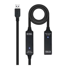 Cable Alargador USB 3.0 Nanocable 10.01.0313/ USB Macho - USB Hembra/ 15m/ Negro