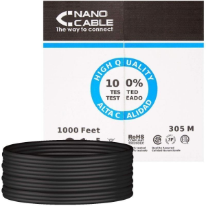 Bobina de Cable RJ45 para Exteriores UTP Nanocable 10.20.0504-EXT-BK Cat.6/ 305m/ Impermeable/ Negro