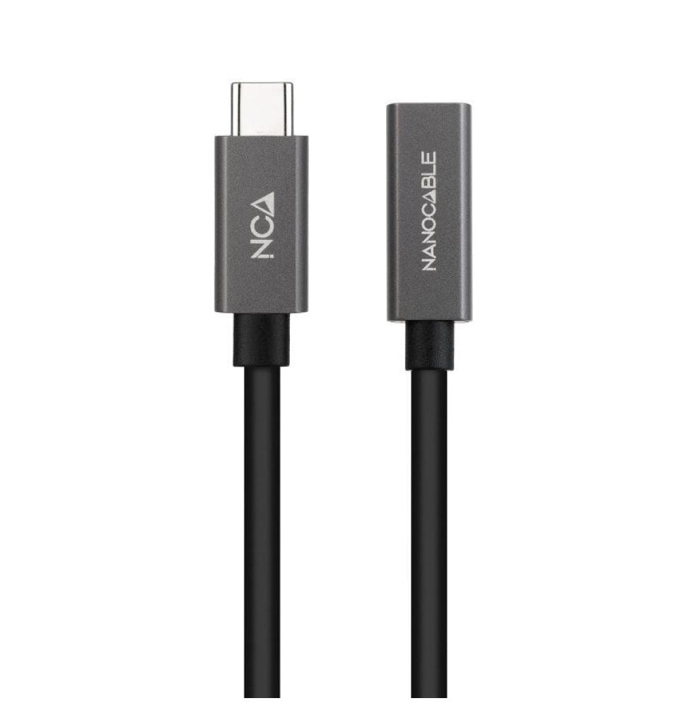 Cable Alargador USB 3.2 Nanocable 10.01.4400/ USB Tipo-C Macho - USB Tipo-C Hembra/ 50cm/ Negro