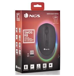 Ratón Inalámbrico por Bluetooth NGS Smog-RB/ Batería recargable/ Hasta 1600 DPI/ Negro