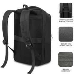 Mochila Subblim Business V2 AP Backpack para Portátiles hasta 15.6'/ Puerto USB/ Negra