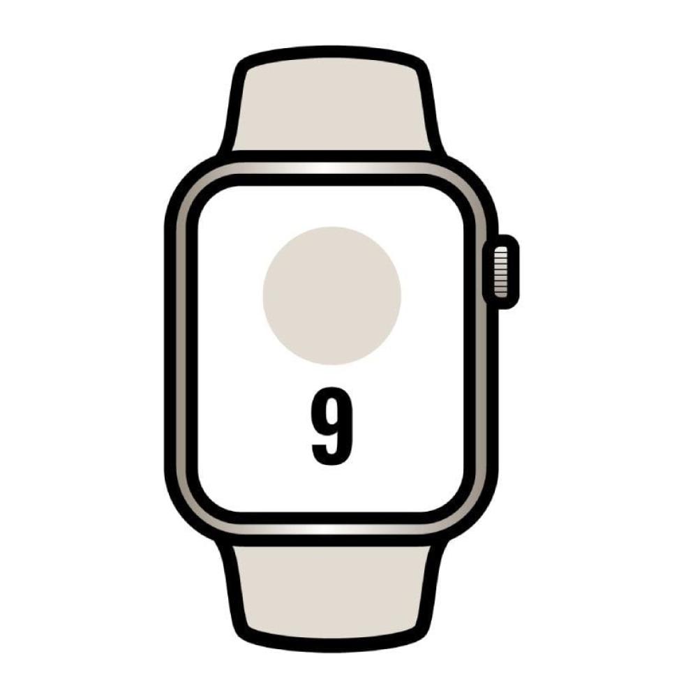 Apple Watch Series 9/ GPS/ 45mm/ Cellular/ Caja de Aluminio Blanco Estrella/ Correa Deportiva Blanco Estrella S/M