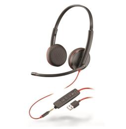 Auriculares Plantronics Blackwire C3225/ con Micrófono/ Jack 3.5/ USB/ Negros