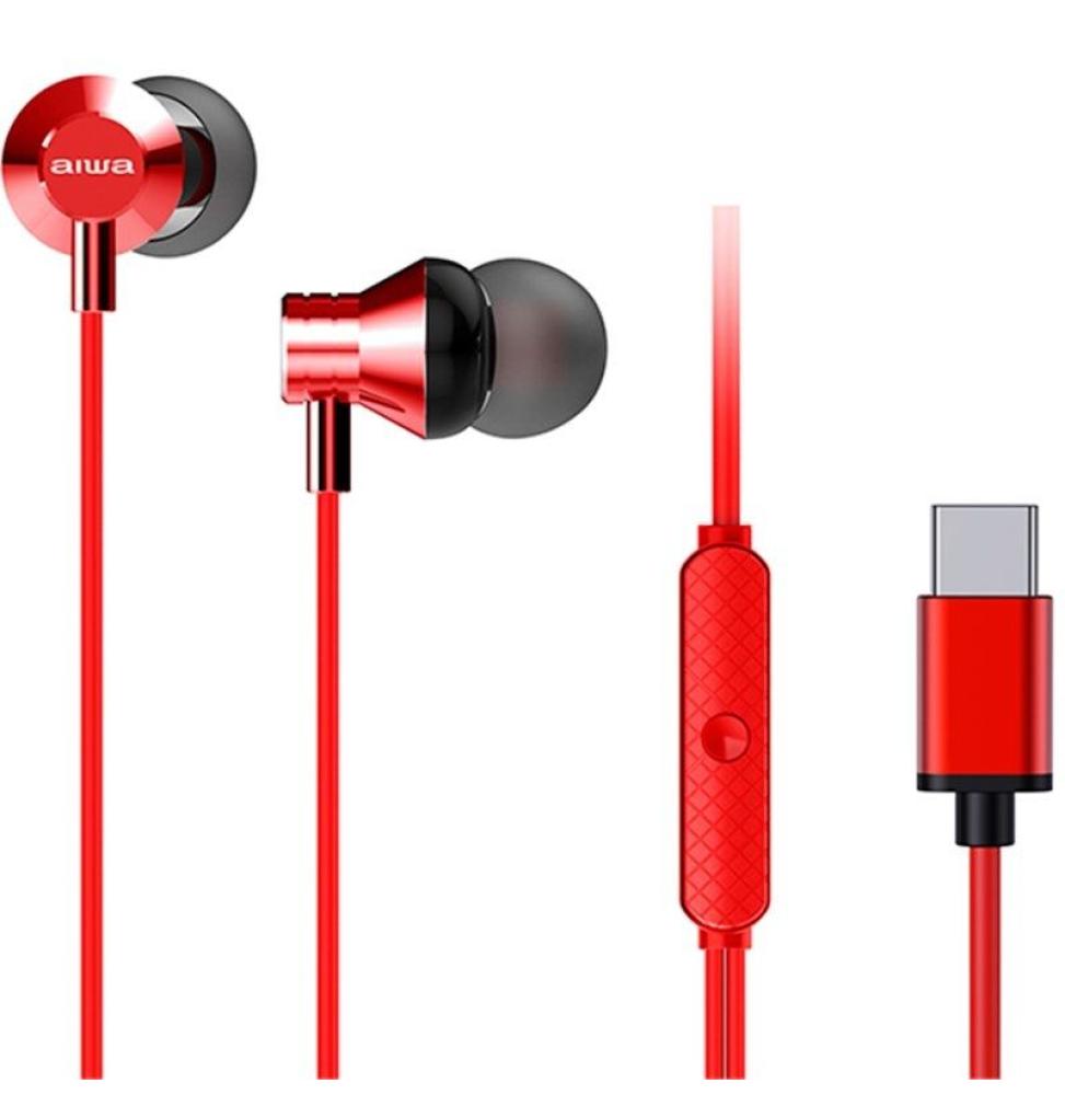 Auriculares Intrauditivos Aiwa ESTM-50USB-C/RD/ con Micrófono/ USB Tipo-C/ Rojo