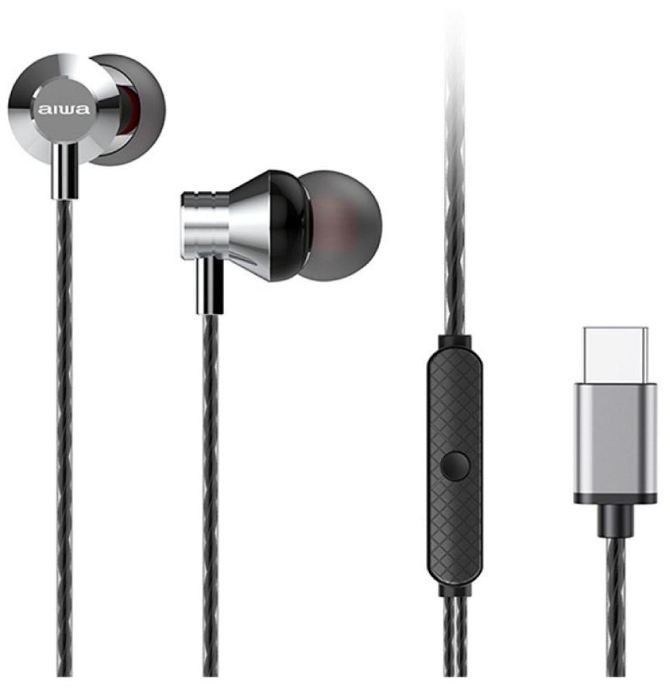 Auriculares Intrauditivos Aiwa ESTM-50USB-C/SL/ con Micrófono/ USB Tipo-C/ Plata