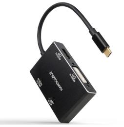 Conversor Nanocable 10.16.4307/ USB Tipo-C Macho - VGA Hembra/ DVI Hembra/ HDMI Hembra/ DisplayPort Hembra/ 10cm/ Negro