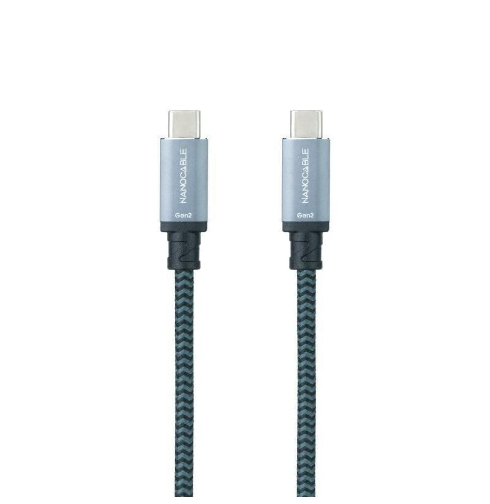 Cable USB 3.2 Nanocable 10.01.4103-COMB/ USB Tipo-C Macho - USB Tipo-C Macho/ Hasta 100W/ 20Gbps/ 3m/ Gris y Negro