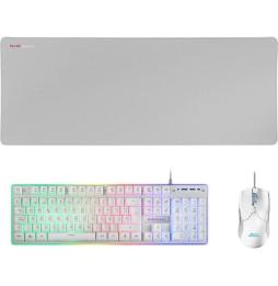 Pack Gaming Mars Gaming MCPX/ Teclado H-MECH  + Ratón Óptico + Alfombrilla/ Blanco