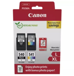 Cartucho de Tinta Original Canon PG-540L + CL-541 XL Multipack Alta Capacidad/ Negro/ Tricolor + Papel Fotográfico