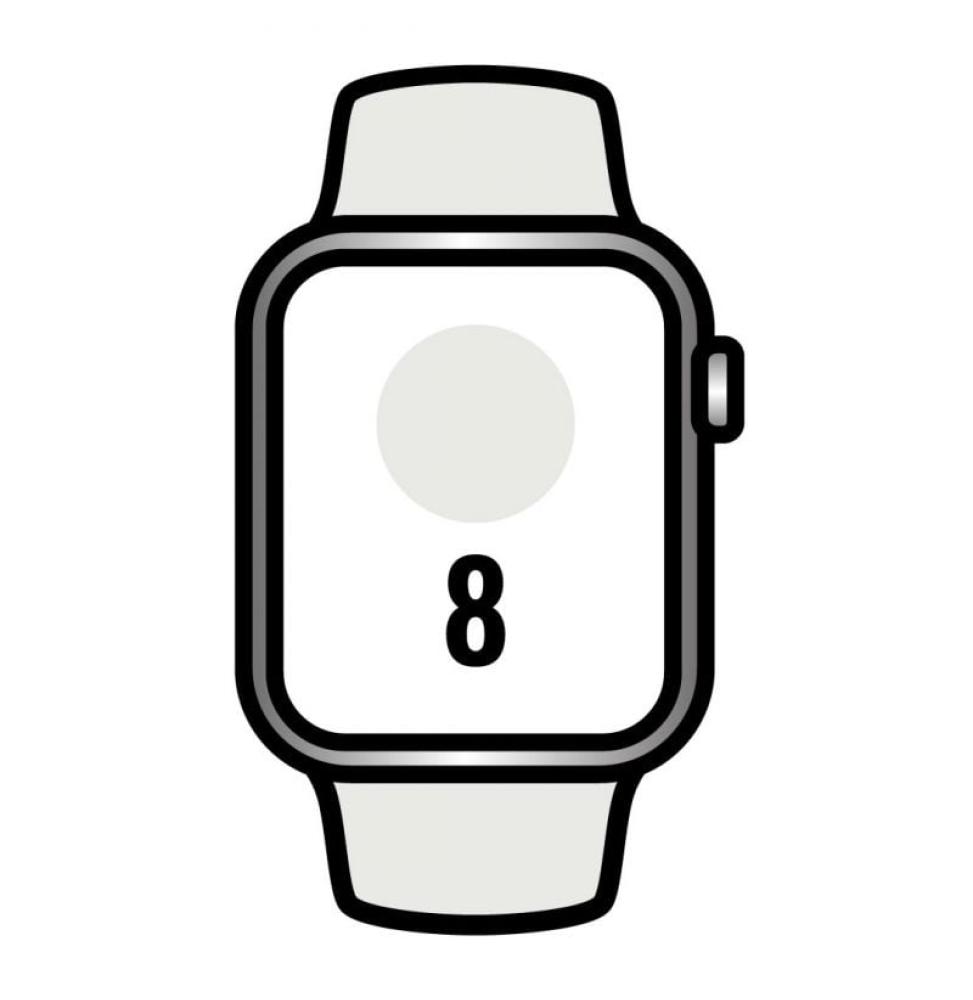 Apple Watch Series 8/ GPS/ Cellular/ 41mm/ Caja de Acero Inoxidable Plata/ Correa Deportiva Blanca