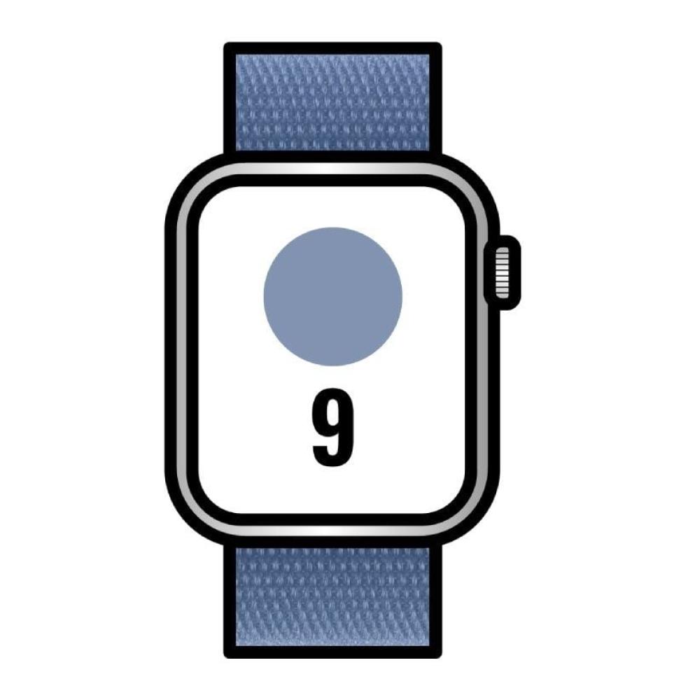 Apple Watch Series 9/ GPS/ 45mm/ Caja de Aluminio Plata/ Correa Deportiva Loop Azul Invierno