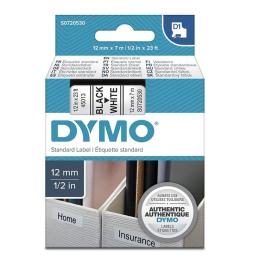 Cinta Rotuladora Adhesiva de Plástico Dymo D1 45013/ para Label Manager/ 12mm x 7m/ Negra-Blanca