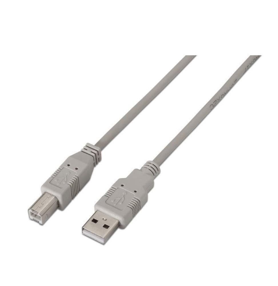 Cable USB 2.0 Impresora Aisens A101-0001/ USB Tipo-B Macho - USB Macho/ Hasta 2.5W/ 60Mbps/ 1m/ Beige