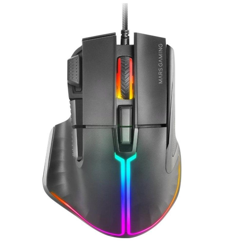 Ratón Gaming Mars Gaming MM-XT/ Hasta 12800DPI/ Negro