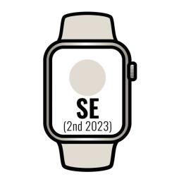 Apple Watch SE 2 Gen 2023/ GPS/ 44mm/ Caja de Aluminio Blanco Estrella/ Correa Deportiva Blanco Estrella S/M