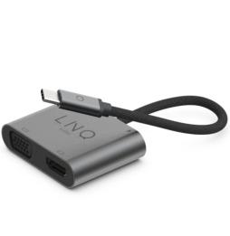 Conversor Linq LQ48001/ 1x USB Tipo-C Macho/ 1x HDMI 4K Hembra/ 1x VGA Hembra/ USB Tipo-C PD/ 15cm/ Gris