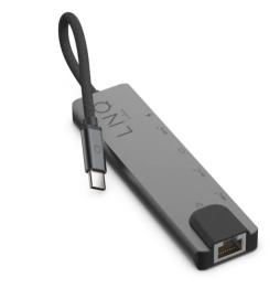 Docking USB Tipo-C Linq LQ48015/ 1xUSB Tipo-C/ 2xUSB/ 1xHDMI 4K/ 1xRJ45/ 1xUSB Tipo-C PD/ Gris