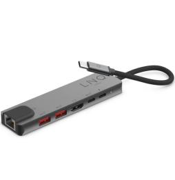 Docking USB Tipo-C Linq LQ48015/ 1xUSB Tipo-C/ 2xUSB/ 1xHDMI 4K/ 1xRJ45/ 1xUSB Tipo-C PD/ Gris