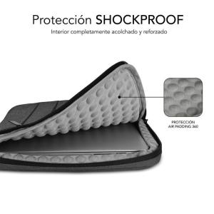 Funda Subblim Air Padding 360 Sleeve para Portátiles hasta 15.6'/ Gris Oscuro