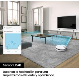 Robot Aspirador Samsung VR30T80313W/WA/ Autonomía 1.5h/ control por WiFi/ Blanco